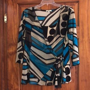 NICOLA Mesh/Knit Wrap Tunic